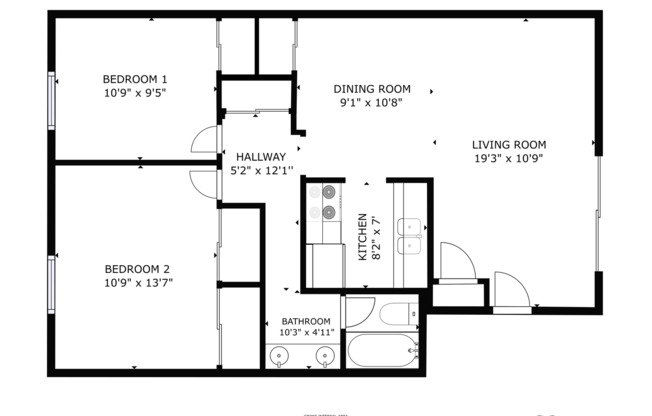 2 beds, 1 bath, 970 sqft, $1,275, Unit 56 PR