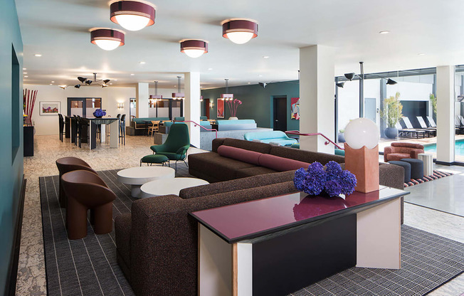 The Flat Resident Clubhouse Lounge View 4 at The Flat, Los Angeles, California