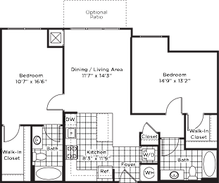 2 beds, 2 baths, 1,060 sqft, $2,756