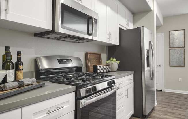 Fully Equipped Kitchen In Clubhouse at Mitchell Place Apartments, California