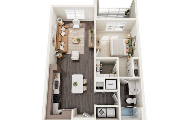 1 bed, 1 bath, 744 sqft, $1,431