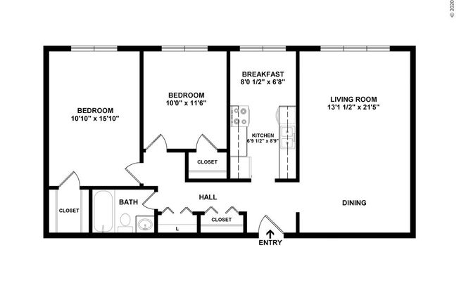 2 beds, 1 bath, 950 sqft, $1,325, Unit 2905-109