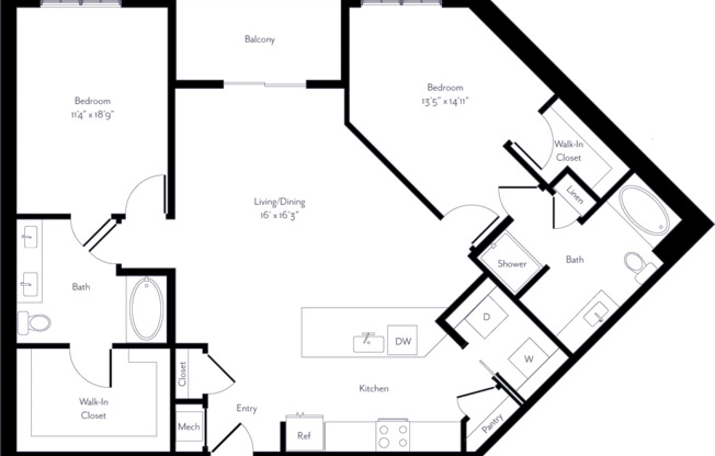 2 beds, 2 baths, 1,388 sqft, $2,400, Unit 547