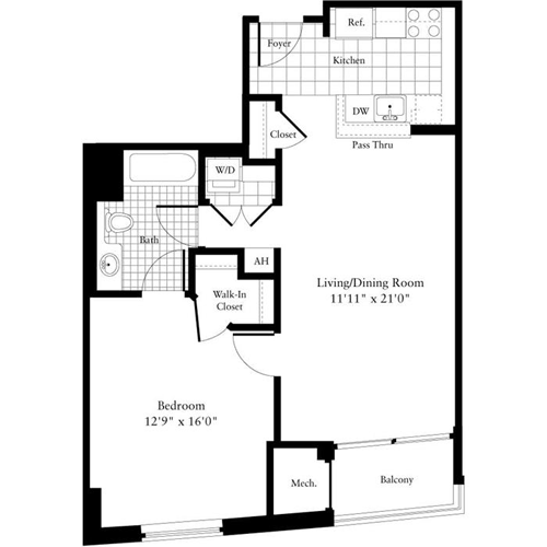 1 bed, 1 bath, 669 sqft, $2,591, Unit 1604