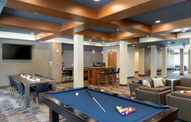 Pooltable in clubroom at The Liberty Apartments in Golden Valley. MN