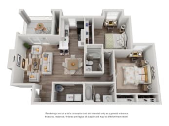2 beds, 2 baths, 1,032 sqft, $1,375