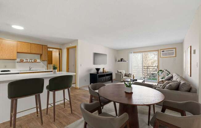 Spacious Living Area With Wood-Style Flooring