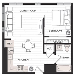 1 bed, 1 bath, 578 sqft, $1,425