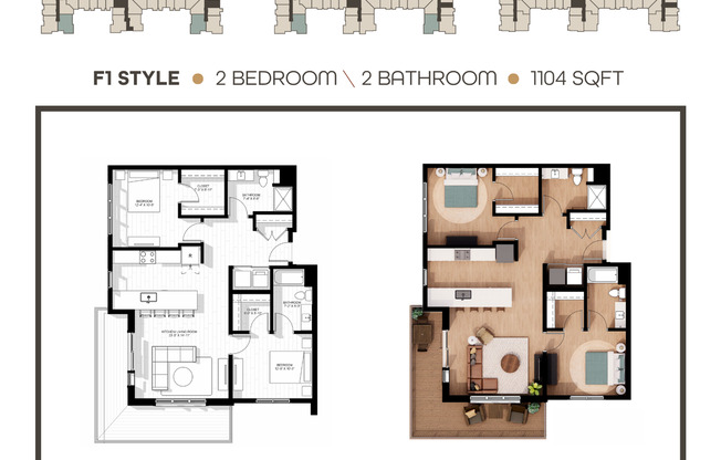 2 beds, 2 baths, 1,104 sqft, $2,520, Unit 227