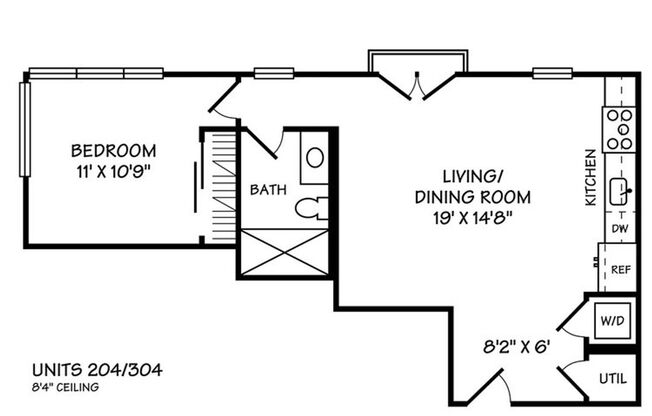 1 bed, 1 bath, 642 sqft, $2,495, Unit 304