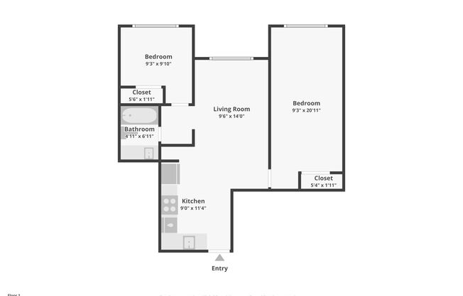 2 beds, 1 bath, 687 sqft, $1,995, Unit C404