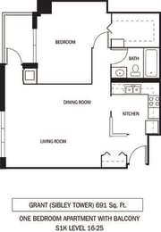 1 bed, 1 bath, 691 sqft, $1,647