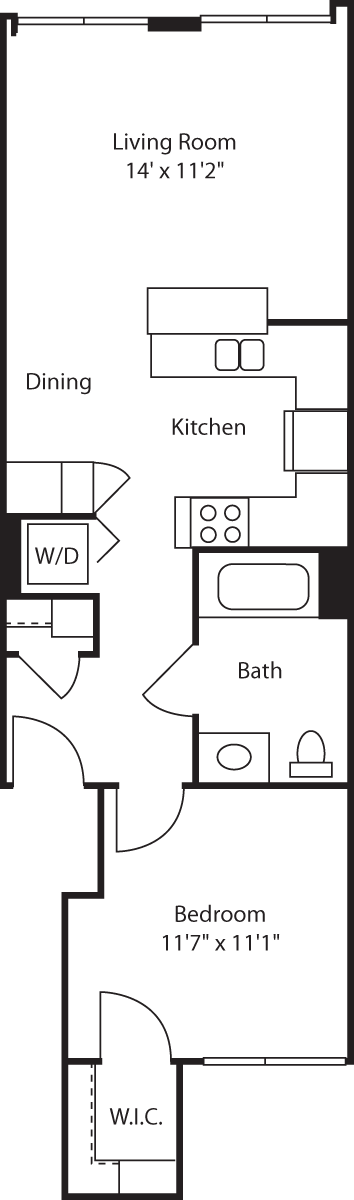 1 bed, 1 bath, 644 sqft, $2,075, Unit 417E