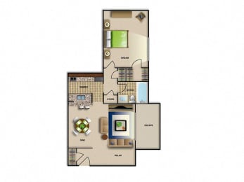 1 bed, 1 bath, 779 sqft, $1,089