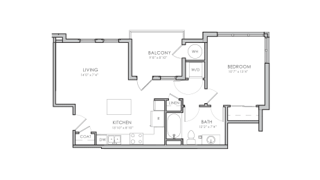 1 bed, 1 bath, 719 sqft, $1,595