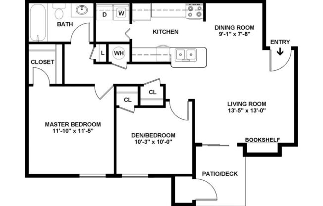 2 beds, 1 bath, 785 sqft, $1,542