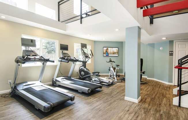 Fitness center with treadmills and other exercise equipment  at Avery Park in Englewood, CO