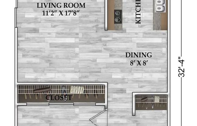 1 bed, 1 bath, 710 sqft, $725, Unit W309