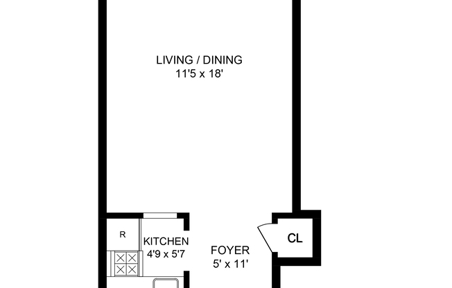 Studio, 1 bath, $3,000, Unit 5C