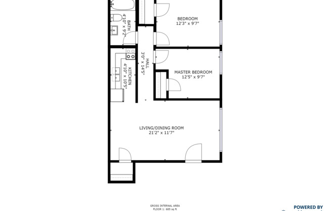 2 beds, 1 bath, 685 sqft, $753, Unit 46