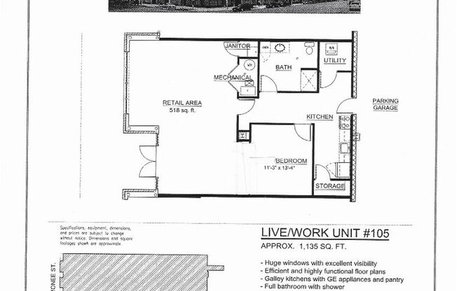 1 bed, 1 bath, 1,135 sqft, $1,885, Unit 105 Live/Work Retail