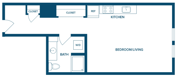 Studio, 1 bath, 652 sqft, $1,650