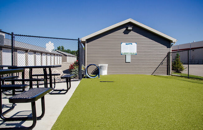 our apartments showcase a dog park with a playground