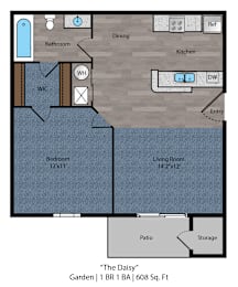 1 bed, 1 bath, 600 sqft, $1,079