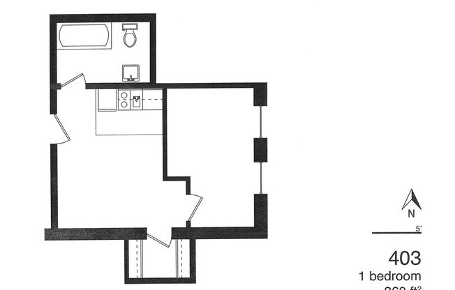 1 bed, 1 bath, 350 sqft, $595, Unit 403