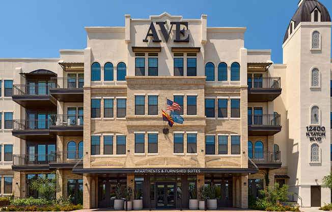 A large building with the words AVE on the top.