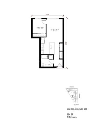 1 bed, 1 bath, 694 sqft, $2,276