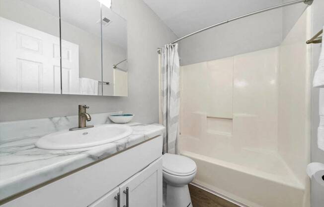 Bathroom With Bathtub at Whitcomb Terrace Apartments, Indiana