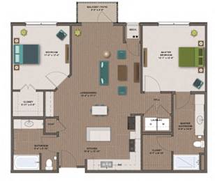 2 beds, 2 baths, 1,100 sqft, $1,960