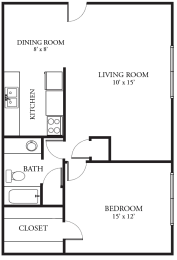 1 bed, 1 bath, 725 sqft, $775