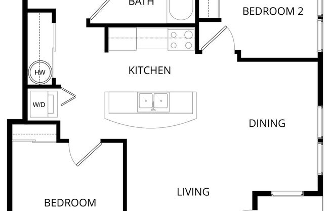 2 beds, 1 bath, 740 sqft, $2,286, Unit B407