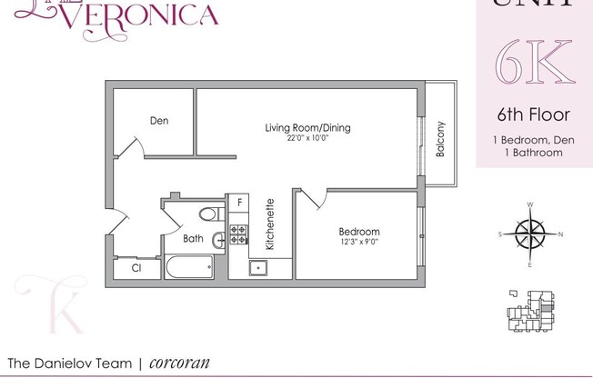 1 bed, 1 bath, $3,050, Unit 6K