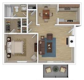 1 bed, 1 bath, 667 sqft, $914