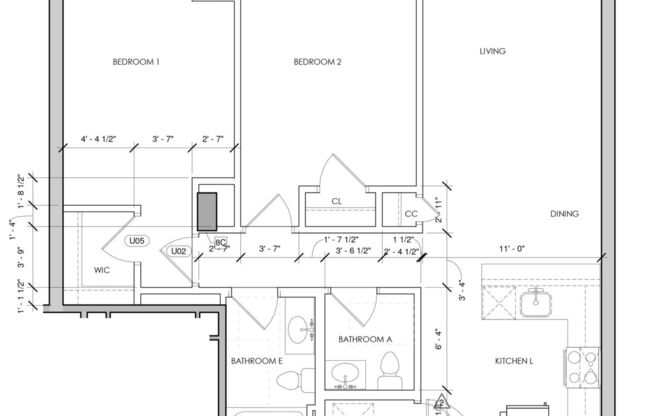 2 beds, 1.5 baths, 890 sqft, $2,113