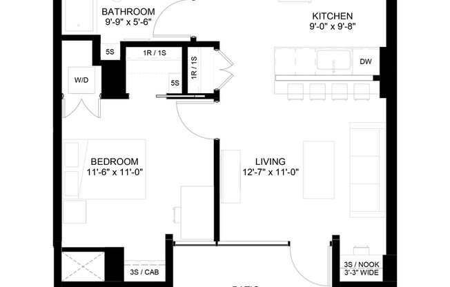 1 bed, 1 bath, 600 sqft, $1,575, Unit 104