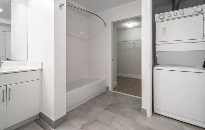 Bathroom with In-home washer and Dryer