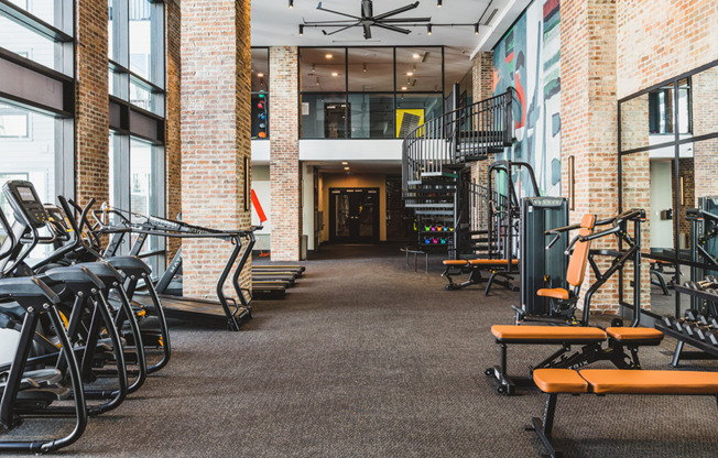 Two-story fitness center with spin lounge