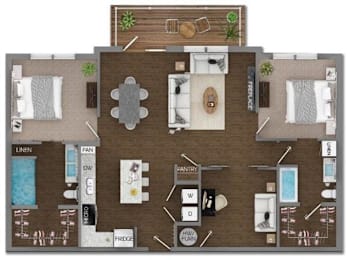 2 beds, 2 baths, 1,424 sqft, $2,975