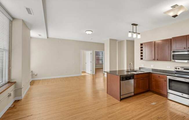 the preserve at ballantyne commons apartment living room and kitchen