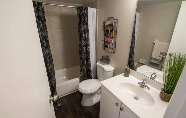 This is a photo of the bathroom in the 950 square foor, 2 bedroom apartment at Deer Hill Apartments in Cincinnati, OH.