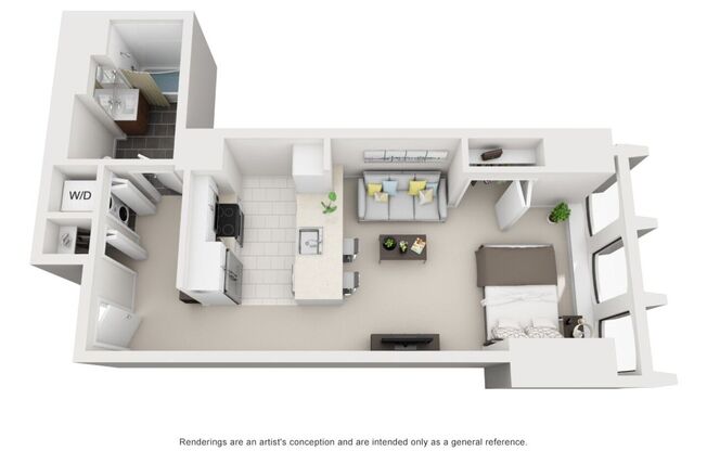 Studio, 1 bath, 556 sqft, $1,585