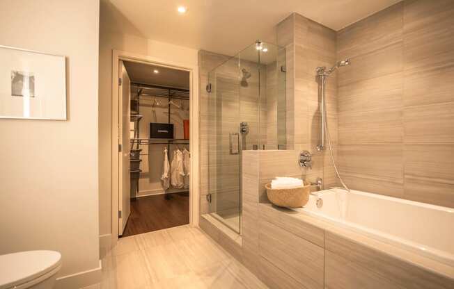 Westwood luxury apartments NMS Wilshire Margot Master bathroom and Closet