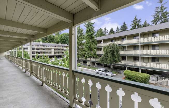 a view of the balconies at Swiss Gables Apartment Homes, Kent, 98032