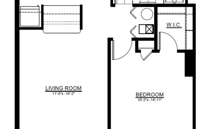 1 bed, 1 bath, 550 sqft, $980, Unit 105B