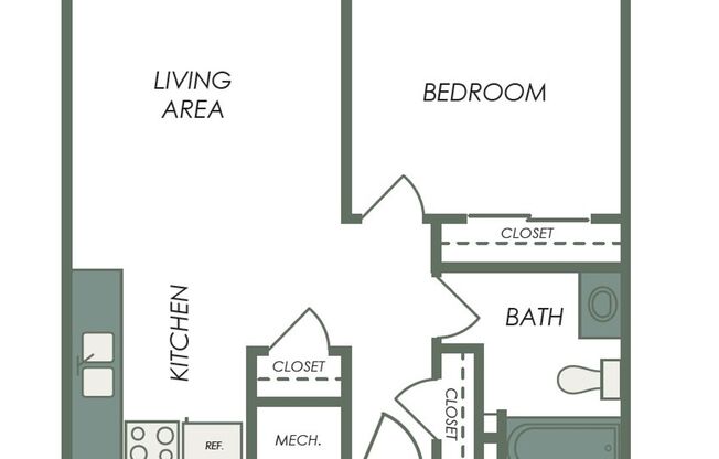 1 bed, 1 bath, 565 sqft, $975