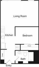 1 bed, 1 bath, 567 sqft, $1,638